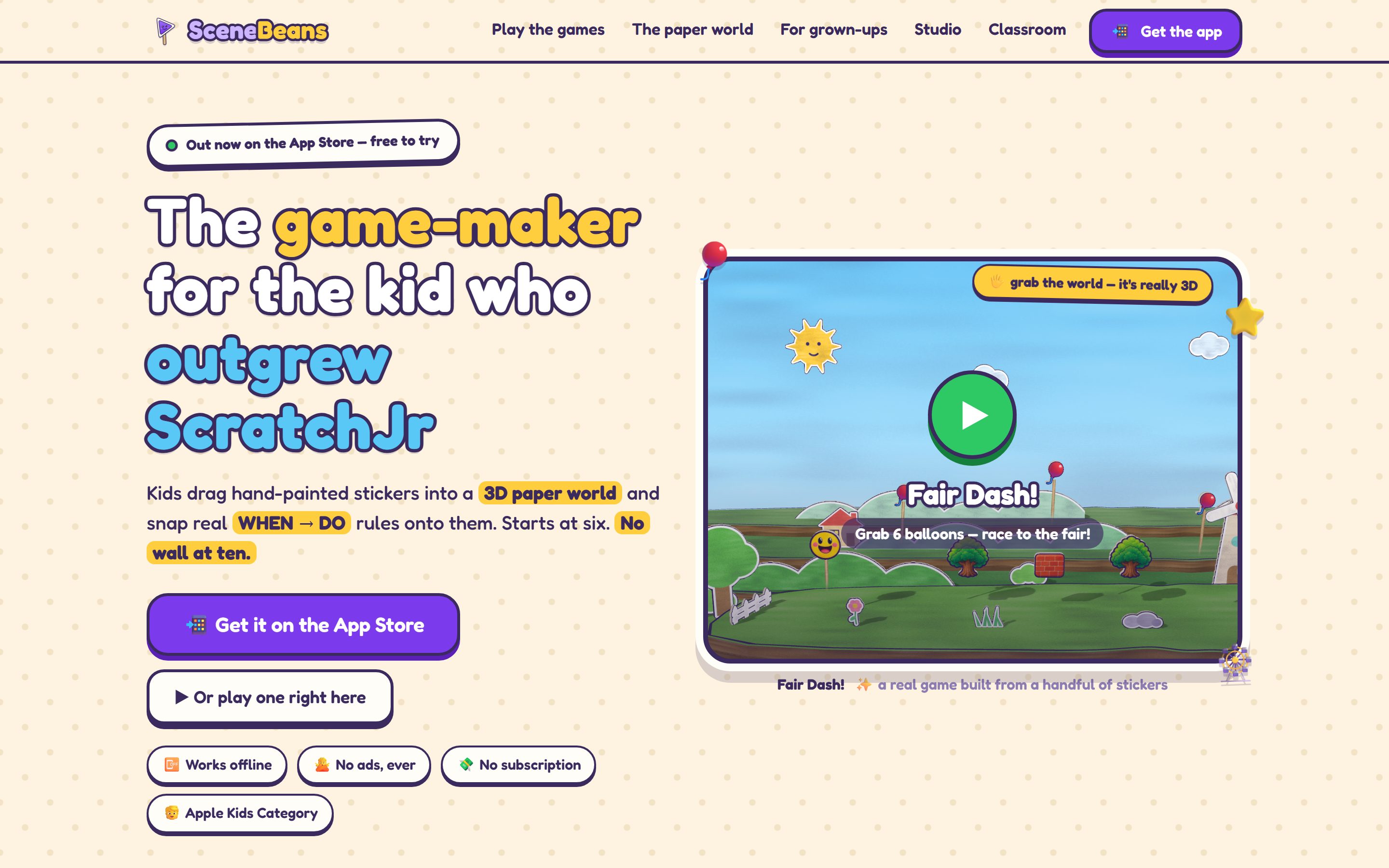 Screenshot of SceneBeans